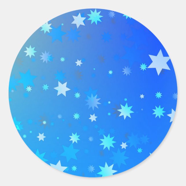Blue Stars Classic Round Sticker (Front)