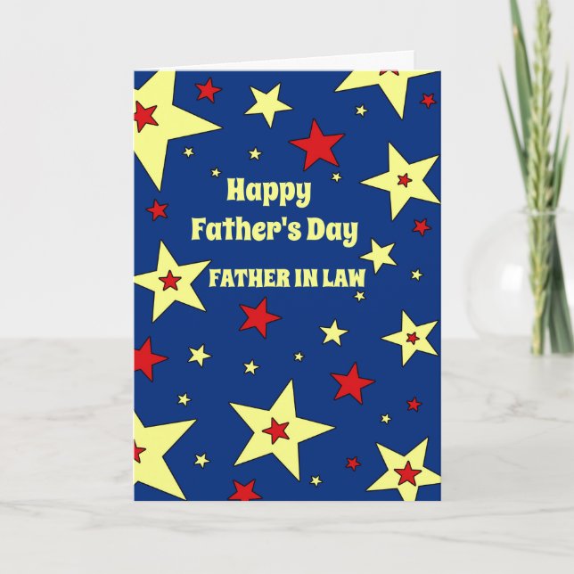 Blue Stars Father in Law Happy Father's Day Card (Front)