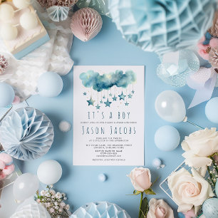 Blue stars It's a boy baby shower Invitation