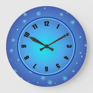 Blue Stars Large Clock