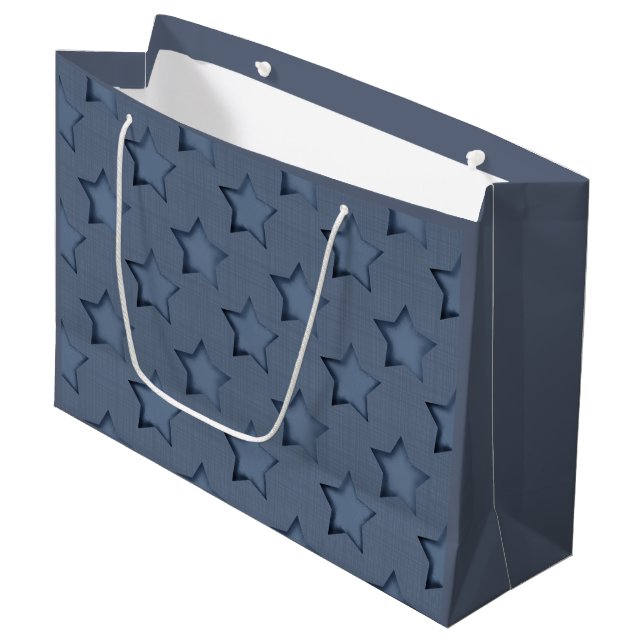 Blue stars large gift bag (Front Angled)