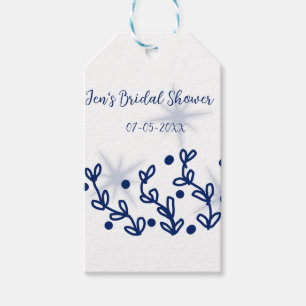 Blue stars leaves royal luxury bridal shower gift tags