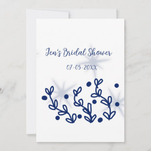 Blue stars leaves royal luxury bridal shower invitation