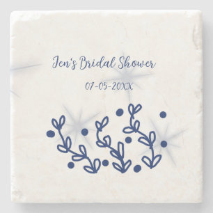 Blue stars leaves royal luxury bridal shower stone coaster