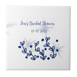 Blue stars leaves royal luxury bridal shower tile