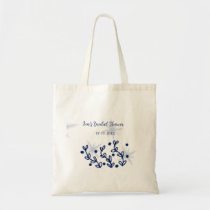 Blue stars leaves royal luxury bridal shower tote bag