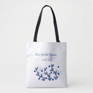 Blue stars leaves royal luxury bridal shower tote bag