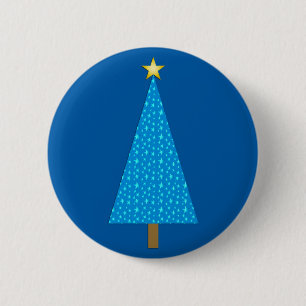 Blue stars modern Christmas tree 6 Cm Round Badge