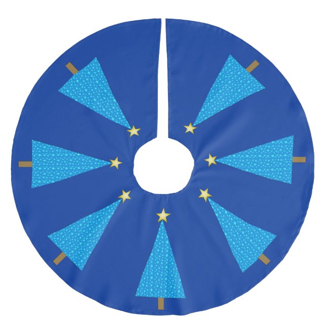 Blue stars modern Christmas tree Brushed Polyester Tree Skirt (Front)