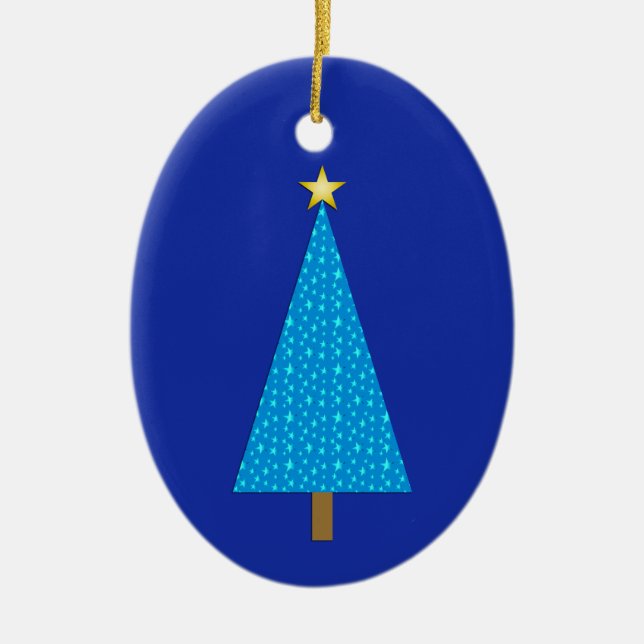 Blue stars modern Christmas tree Ceramic Tree Decoration (Front)