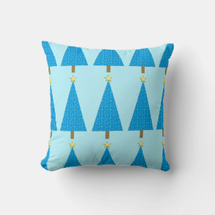 Blue stars modern Christmas tree Cushion