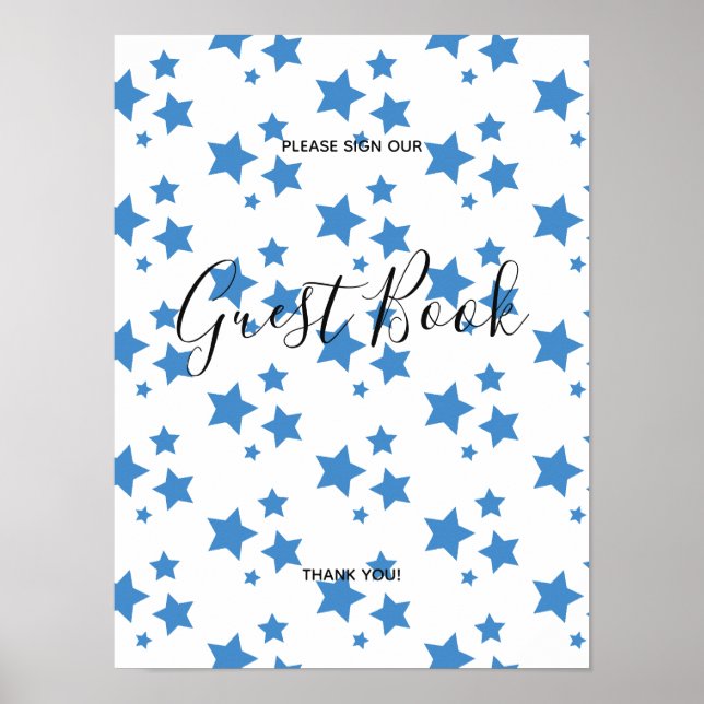 Blue stars Modern design Book Sign Poster (Front)