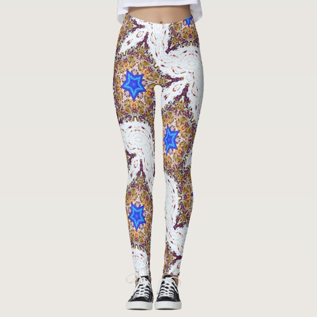 blue stars multi-colour leggings (Front)