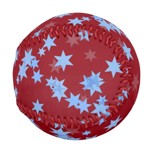 Blue Stars on Red Design Baseball (Back Left)