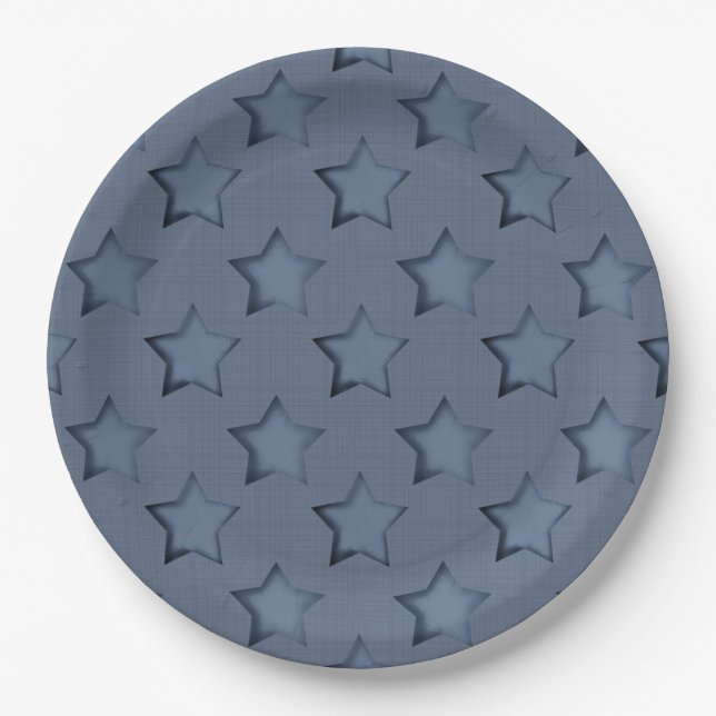 Blue stars paper plate (Front)