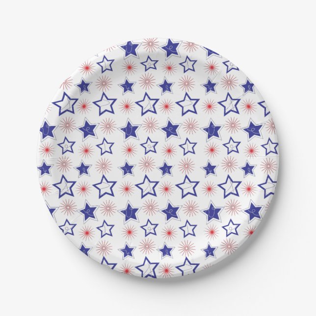 Blue Stars Paper Plate (Front)