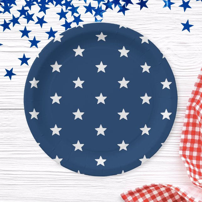 Blue Stars Patriotic 4th of July Summer Party Paper Plate (Blue Stars Patriotic 4th of July Summer Party Paper Plates)