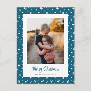 Blue Stars Photo Merry Christmas Postcards