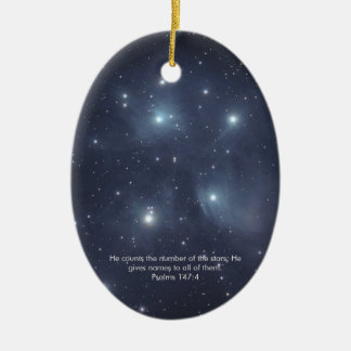 Blue Stars Psalms Scripture Ceramic Tree Decoration