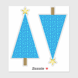 Blue Stars Retro Modern Christmas Tree