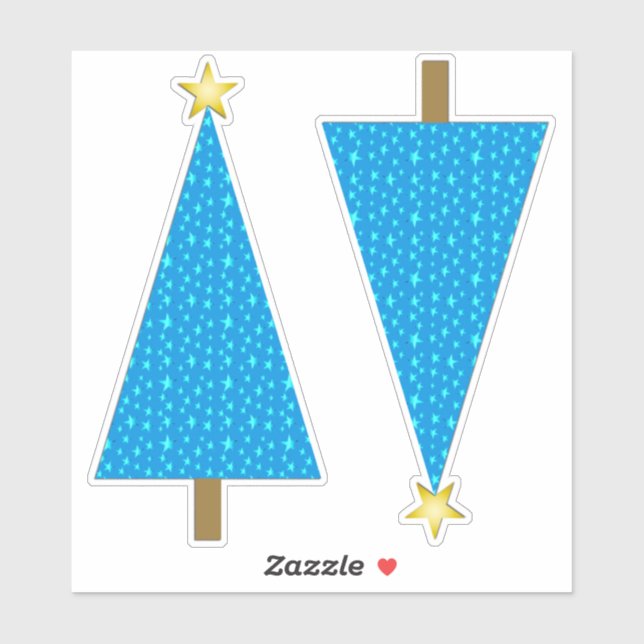 Blue Stars Retro Modern Christmas Tree (Sheet)