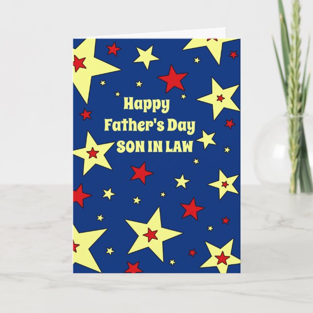 Blue Stars Son in Law Happy Father's Day Card (Front)