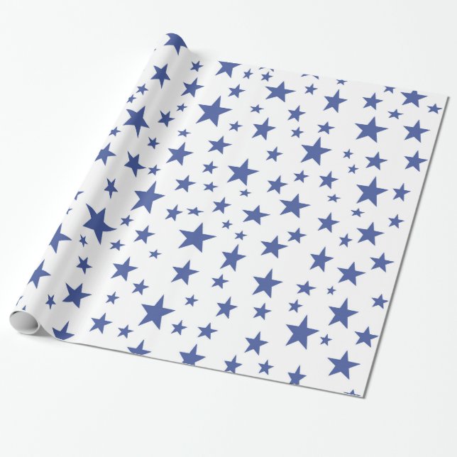 Blue Stars Wrapping Paper (Unrolled)