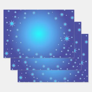 Blue Stars Wrapping Paper Sheet