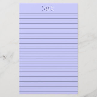 Blue Stationery Paper Monogram optional lines