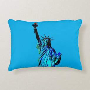 Blue Statue of Lady Liberty Decorative Cushion
