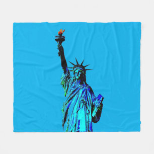 Blue Statue of Lady Liberty Fleece Blanket