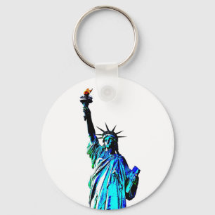 Blue Statue of Lady Liberty Key Ring
