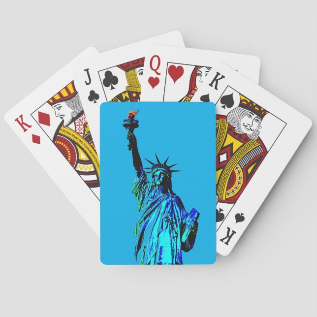 Blue Statue of Lady Liberty Playing Cards (Back)