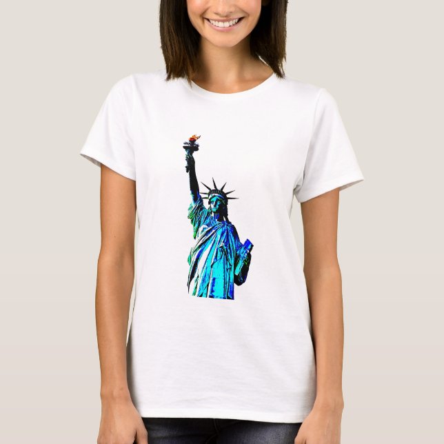 Blue Statue of Lady Liberty T-Shirt (Front)