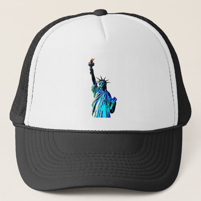 Blue Statue of Lady Liberty Trucker Hat (Front)