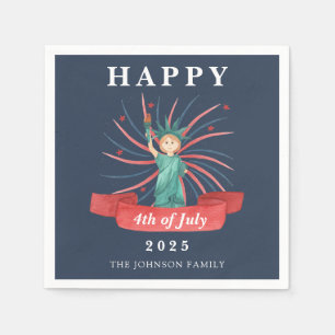 Blue Statue Of Liberty Happy 4th Of July Napkin