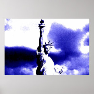 Blue Statue of Liberty Poster