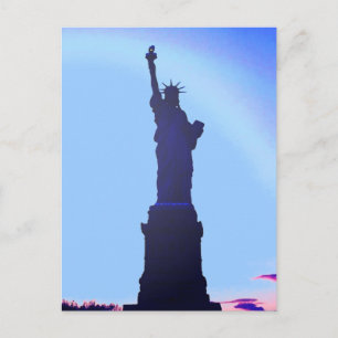 Blue Statue of Liberty Silhouette Post Cards