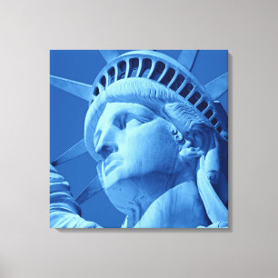 Blue Statue of Liberty Wrapped Canvas