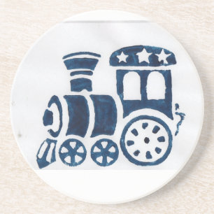 Blue steam train coaster