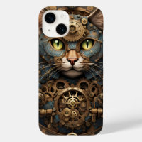 blue steampunk cat AI art Case-Mate iPhone 14 Case