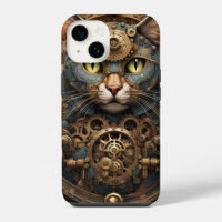 blue steampunk cat AI art Case-Mate iPhone 14 Case