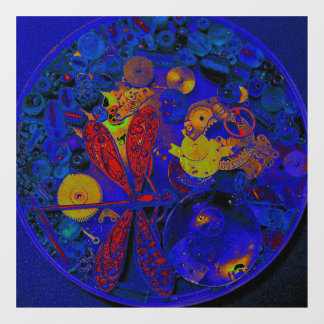 Blue Steampunk Dragonfly window cling