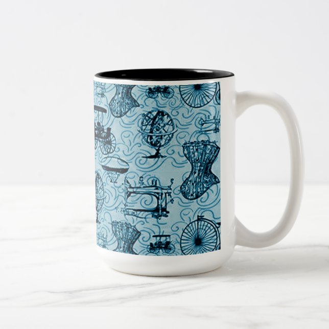Blue Steampunk Pattern Coffee Mug (Right)