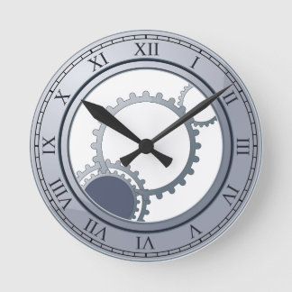 Blue steampunk wall clock