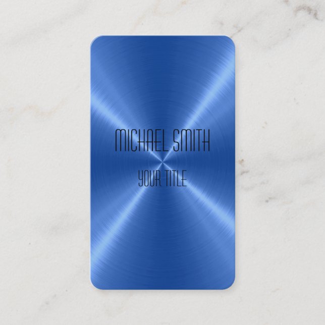 Blue Steel Metal Business Card (Front)