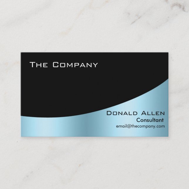 Blue Steel Metal Professional Black Elegant Business Card (Front)