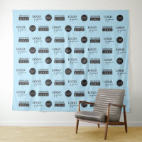 Blue step and repeat 3 Company Sponsor logos