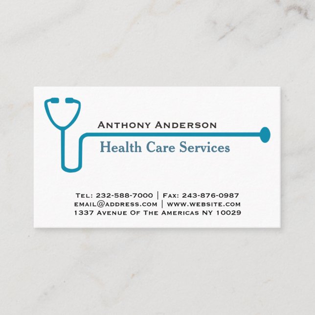 Blue stethoscope business card (Front)