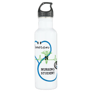Blue Stethoscope Nursing Student Name 710 Ml Water Bottle
